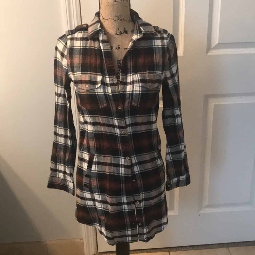 Love Tree Long-Sleeve Flannel Shirt, Small